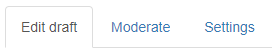 Draft Moderate and Settings tabs in the page edit mode