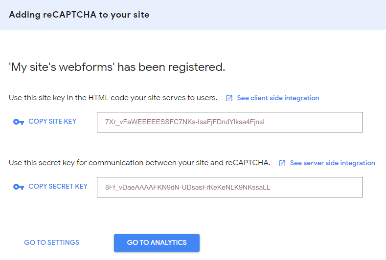 example of recaptcha keys