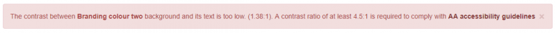 Accessibility notice - colour choice does not meet AA standard