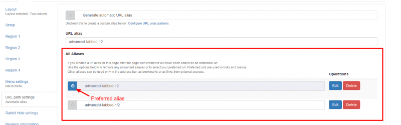 URL alias management