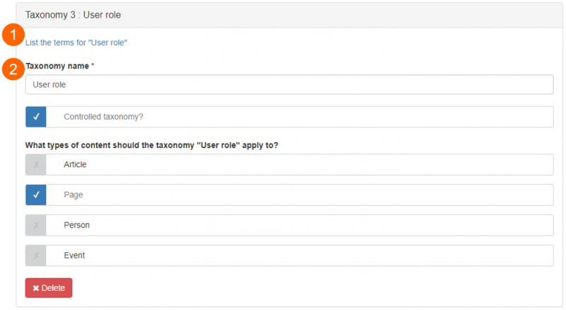 Current custom taxonomy