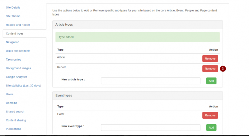 Remove a content type