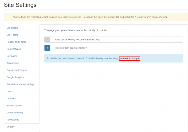 Request a change link